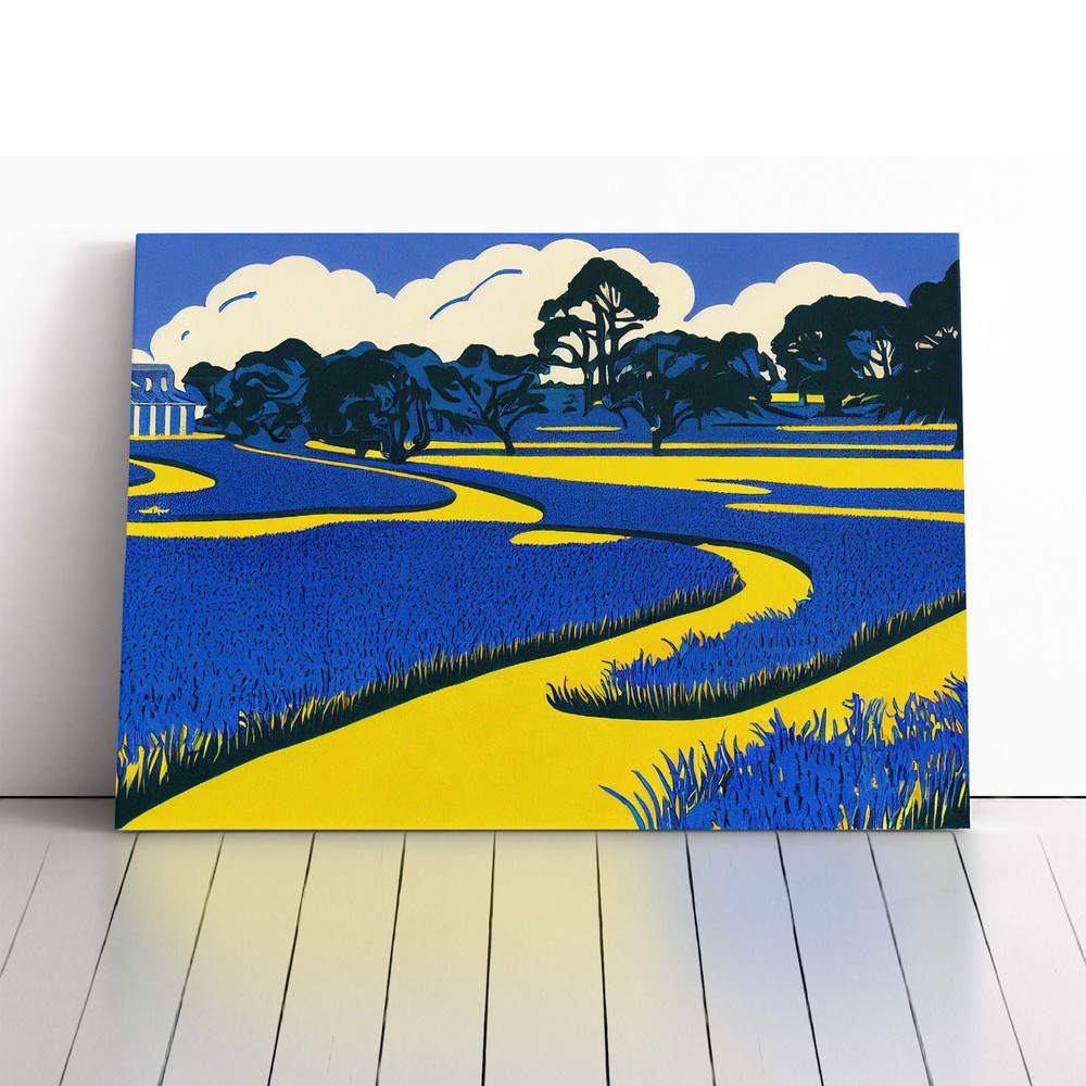 Pop Art Bluebell Field Canvas Wall Art Print Framed Picture Decor Living Room