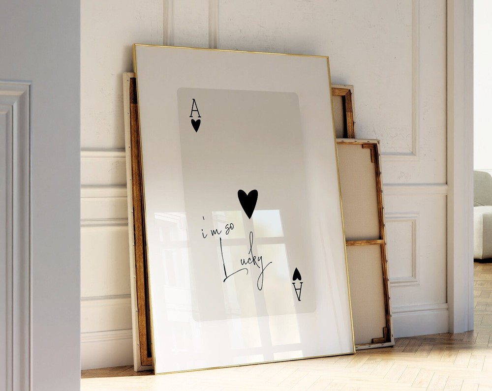 Lucky Girl Syndrome Wall Art Print Trendy Ace Of Hearts Im So Lucky Dorm Decor
