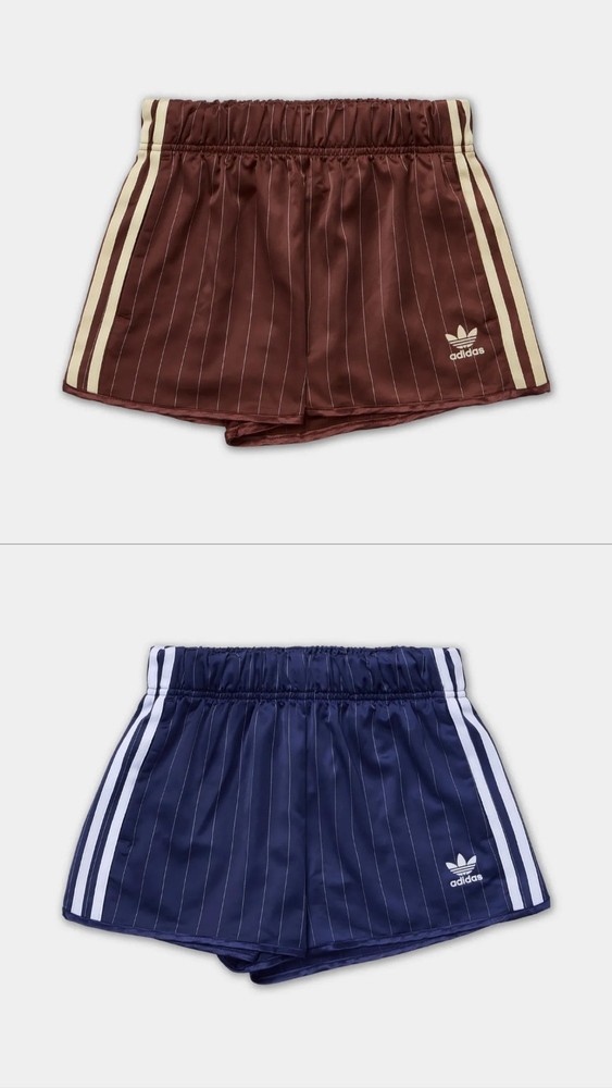 NWT adidas Originals Pinstripe Satin Shorts Women's Pants AsiaFit KC4236, KC4235