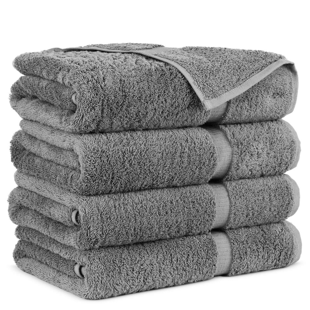 Premium Gray 4-Piece Turkish Cotton Bath Towels - Ultra Soft & Absorbent