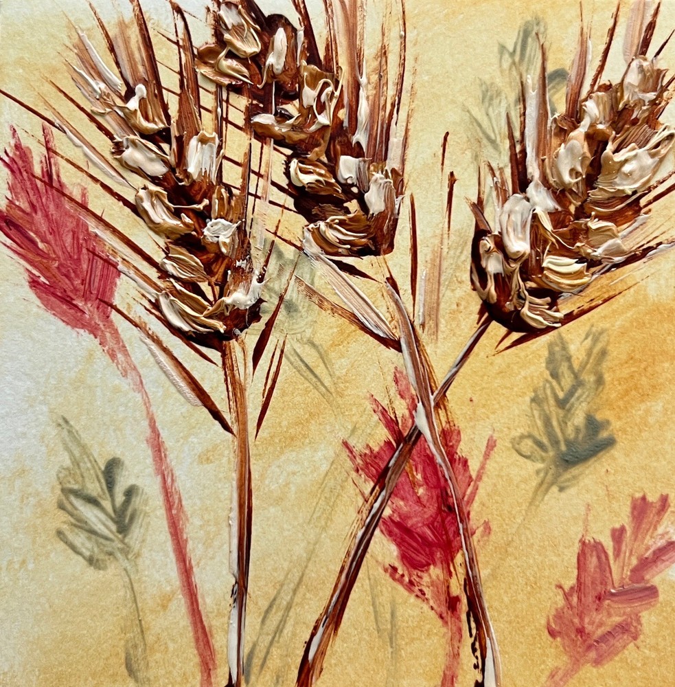 Wheat Art Wheat Stalks Oil Painting Agriculture Farming Original Miniature Art