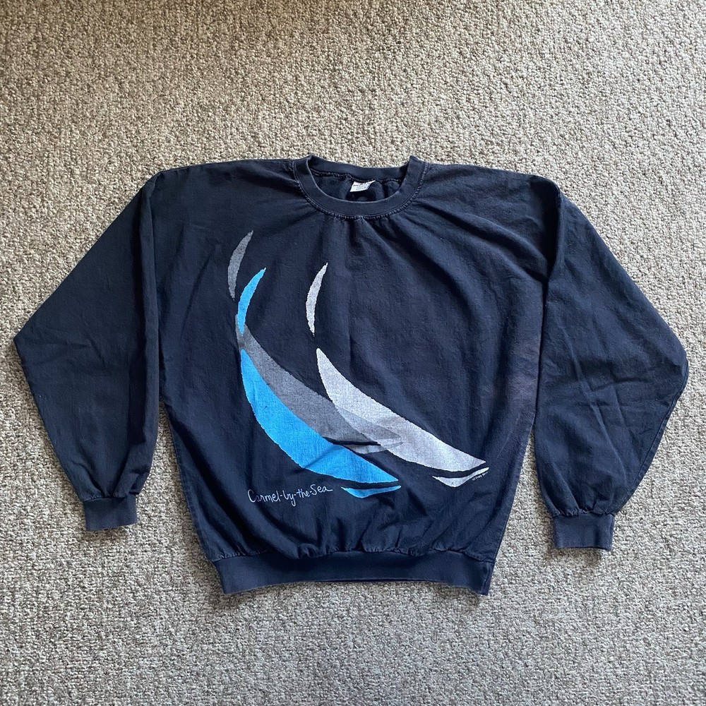 Crazy Shirts Sweatshirt Carmel By The Sea Mens Medium M Blue Lightweight Vintage