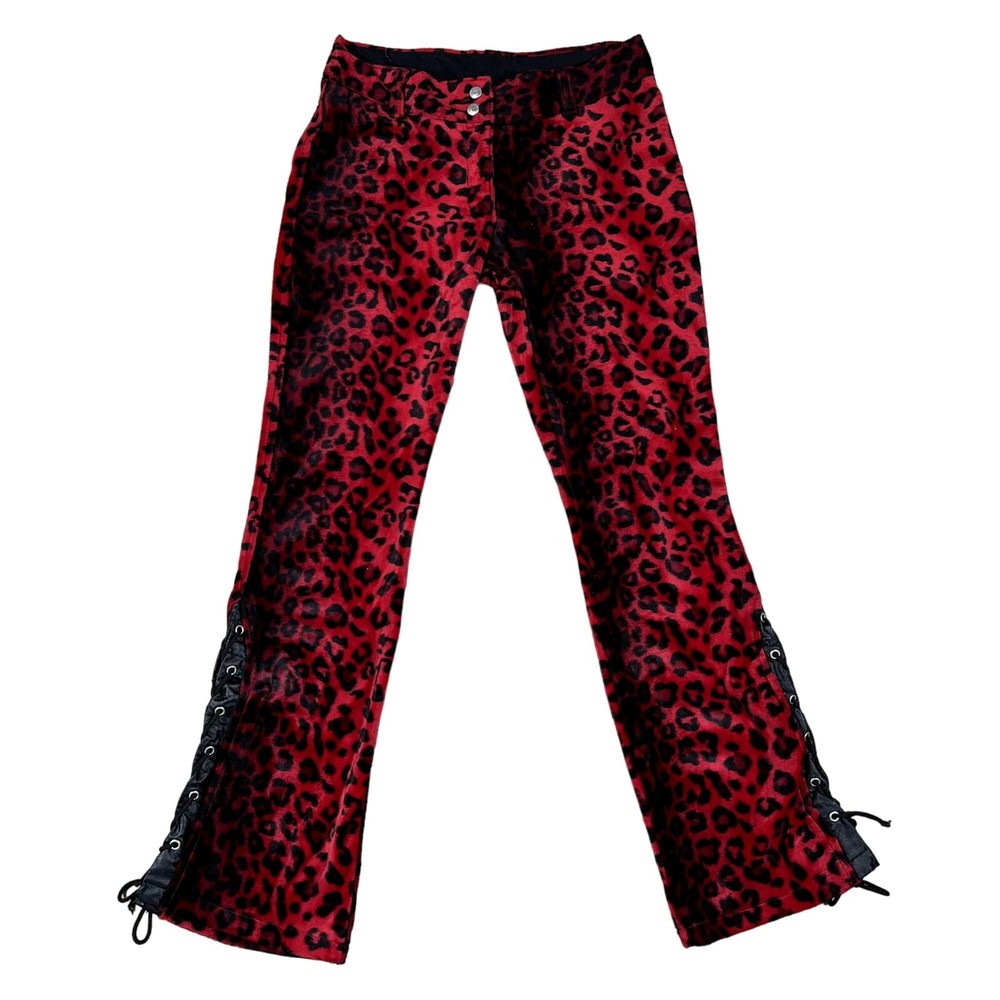 VTG Lip Service Los Angeles Red Cheetah Fuzzy Pants Size 30 x 31 Made in the USA