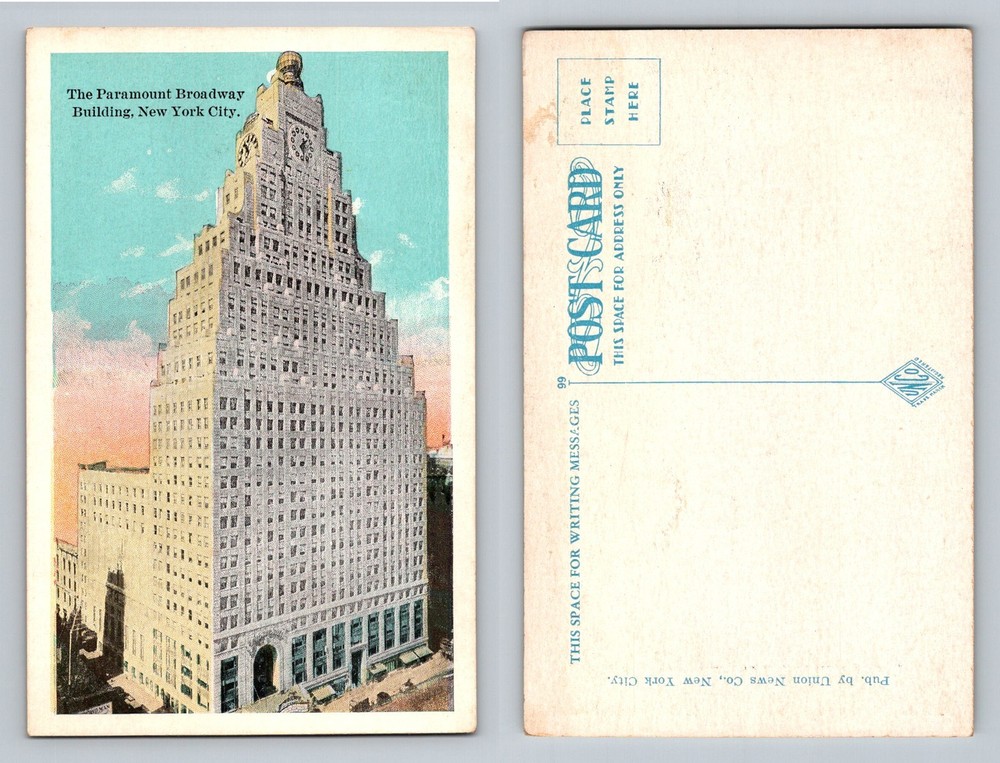 New York City NY, Paramount Broadway Building Vintage Postcard