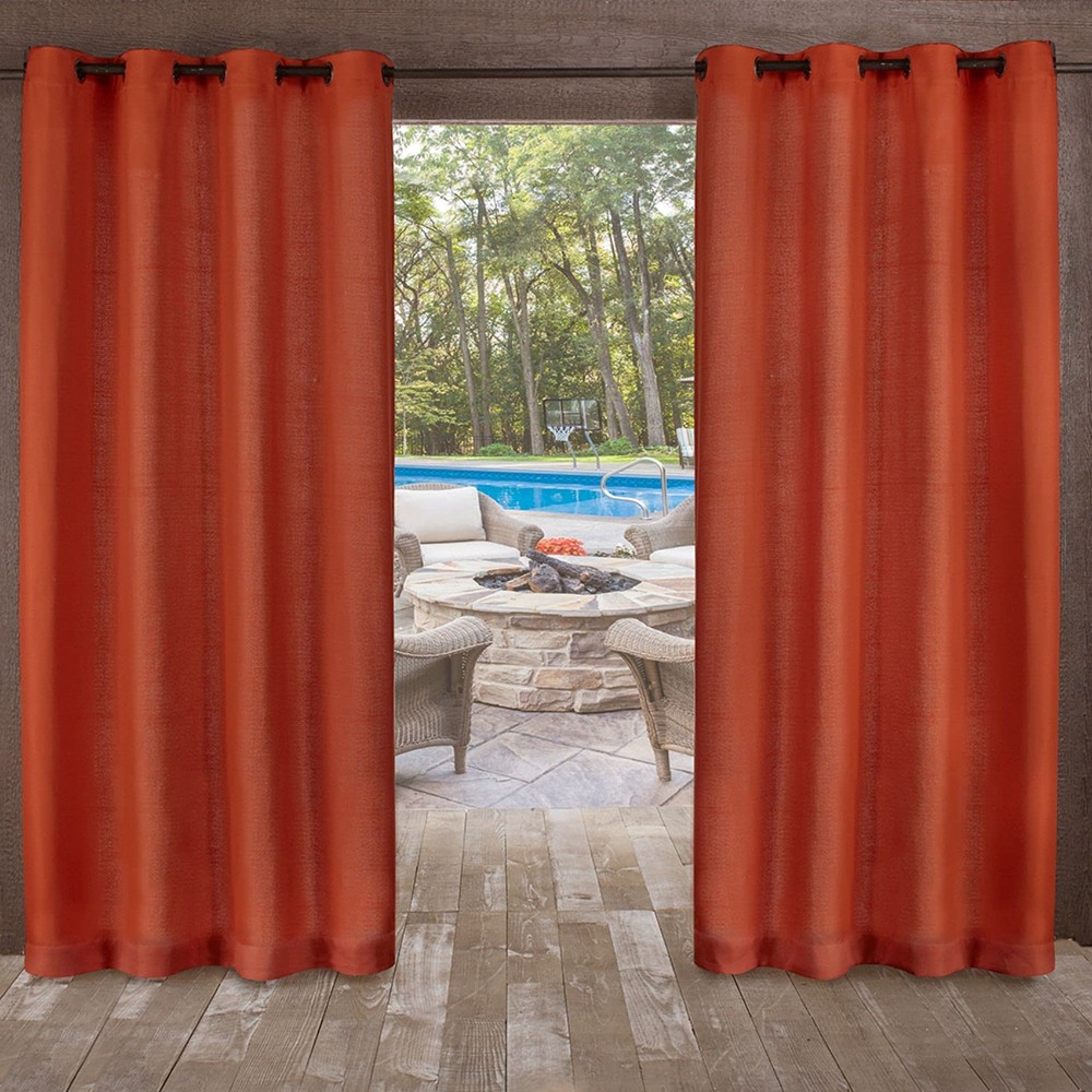 Delano Heavyweight Textured Indoor/Outdoor Grommet Top Curtain Panel Pair, 54...