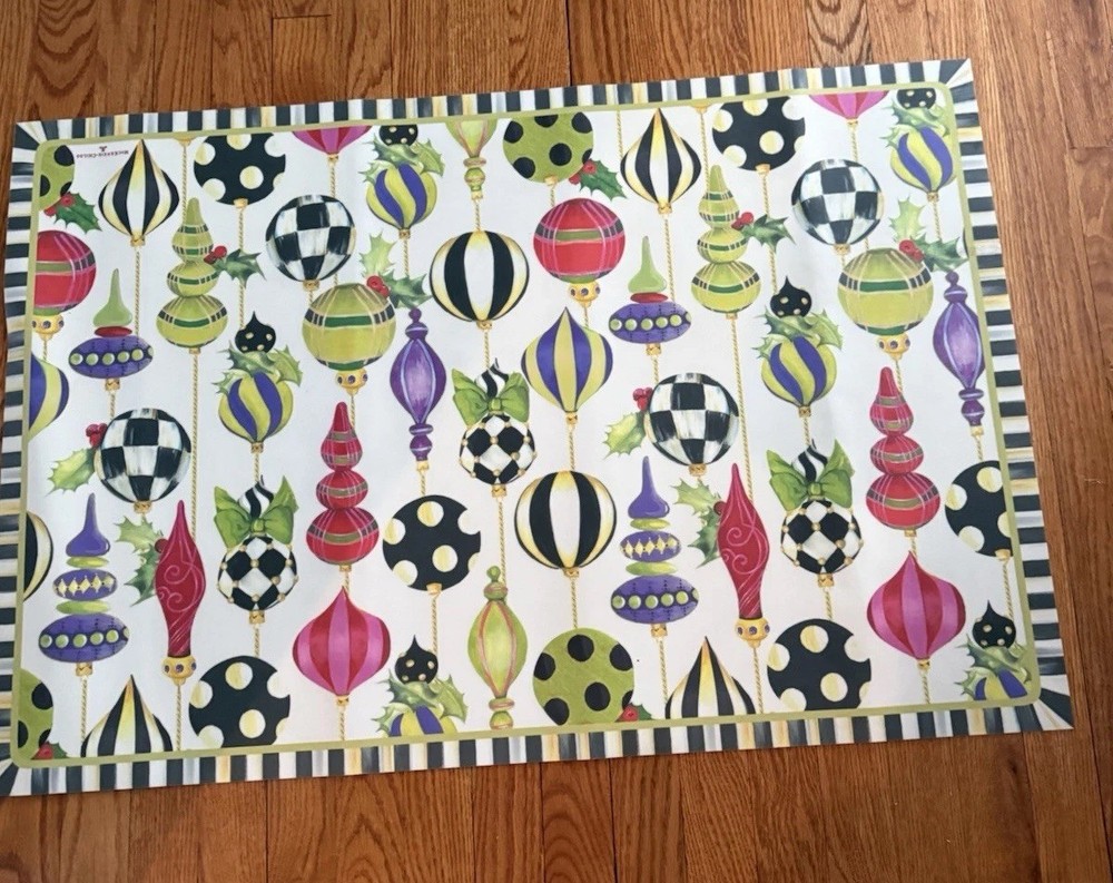 Retired Mackenzie Childs Deck The Halls 2’ X 3’ Vinyl Mat