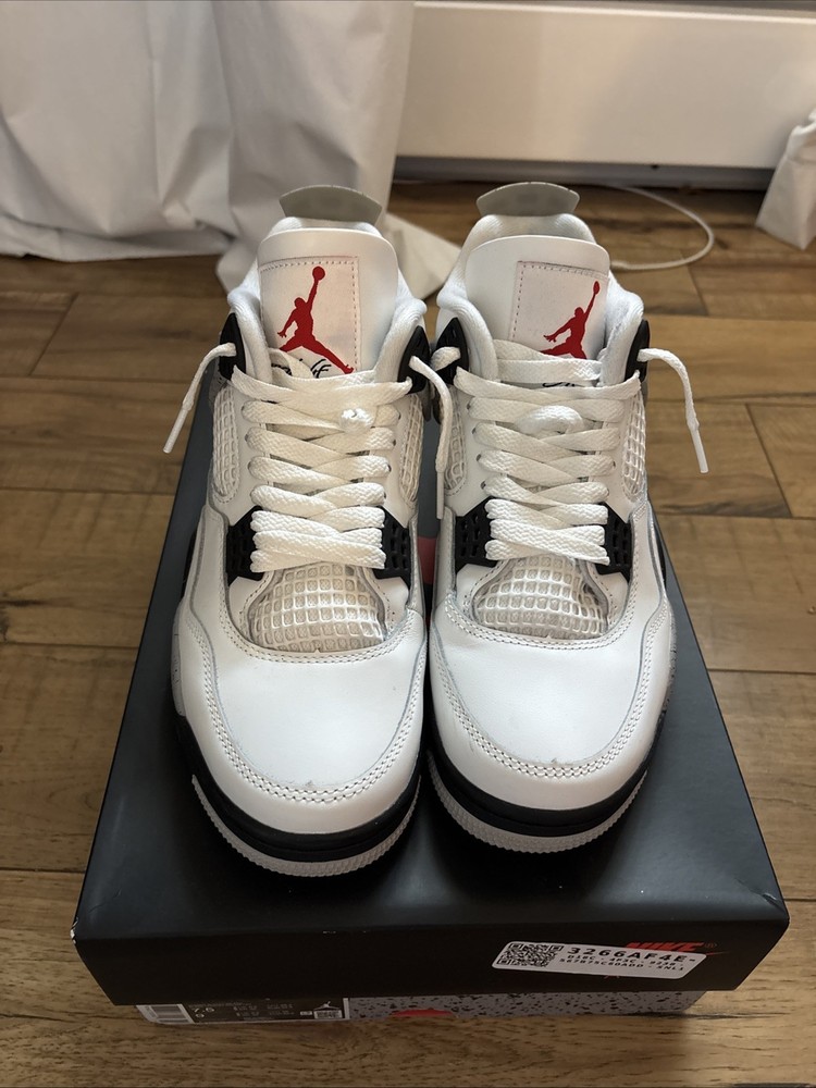Air Jordan 4 Men's White Cement Retro Sneakers