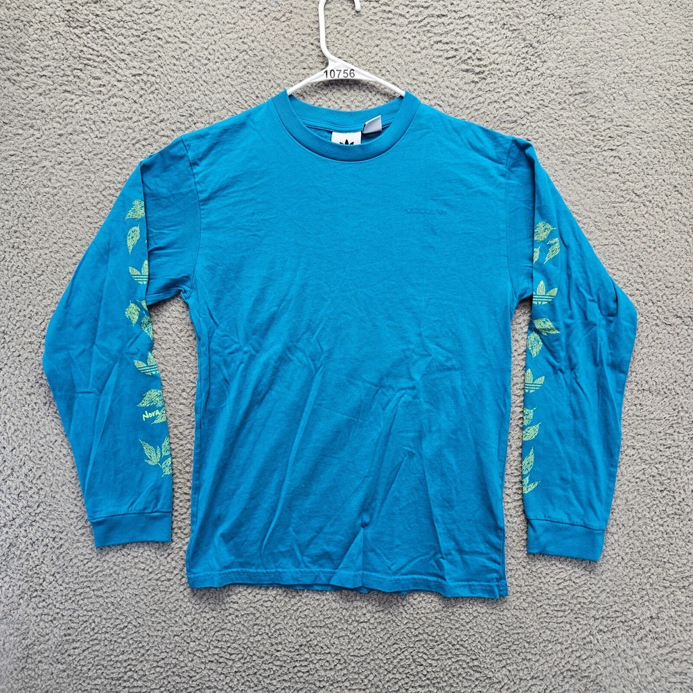 Adidas T-Shirt Mens Size Small Blue Long Sleeve Crewneck
