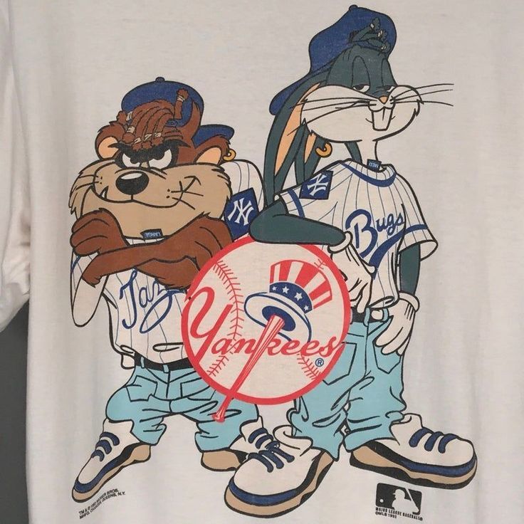 90S Taz Bugs Bunny New York Yankees 1993 Reprint T shirt classic HN1246