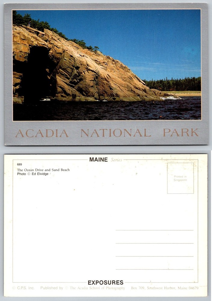 Acadia National Park Maine Ocean Drive Sand Beach Chrome Postcard-image