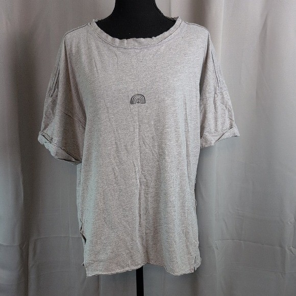 We The Free Grey Rainbow Peace Graphic Oversized T Shirt Women's Size L