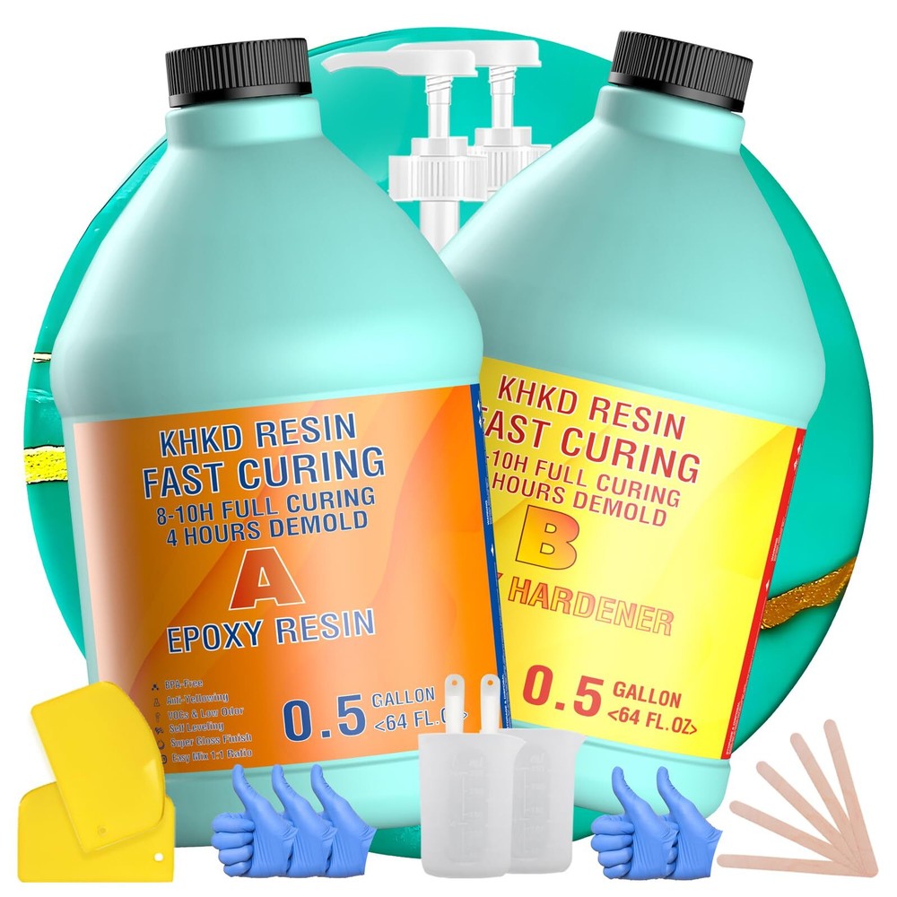 1 Gallon Fast Cure Epoxy Resin Kit by KHKD RESIN Quick Dry for Crafts & DIY