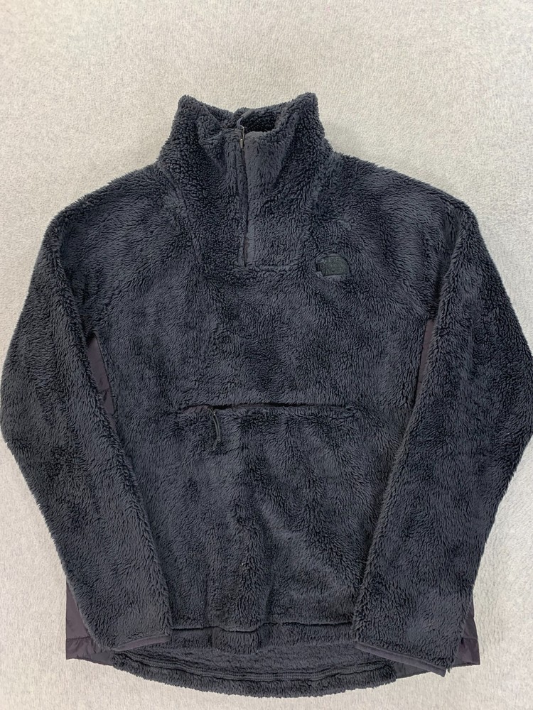 North Face Womens Sherpa Quarter Zip Pullover Large Blue Black Fleece