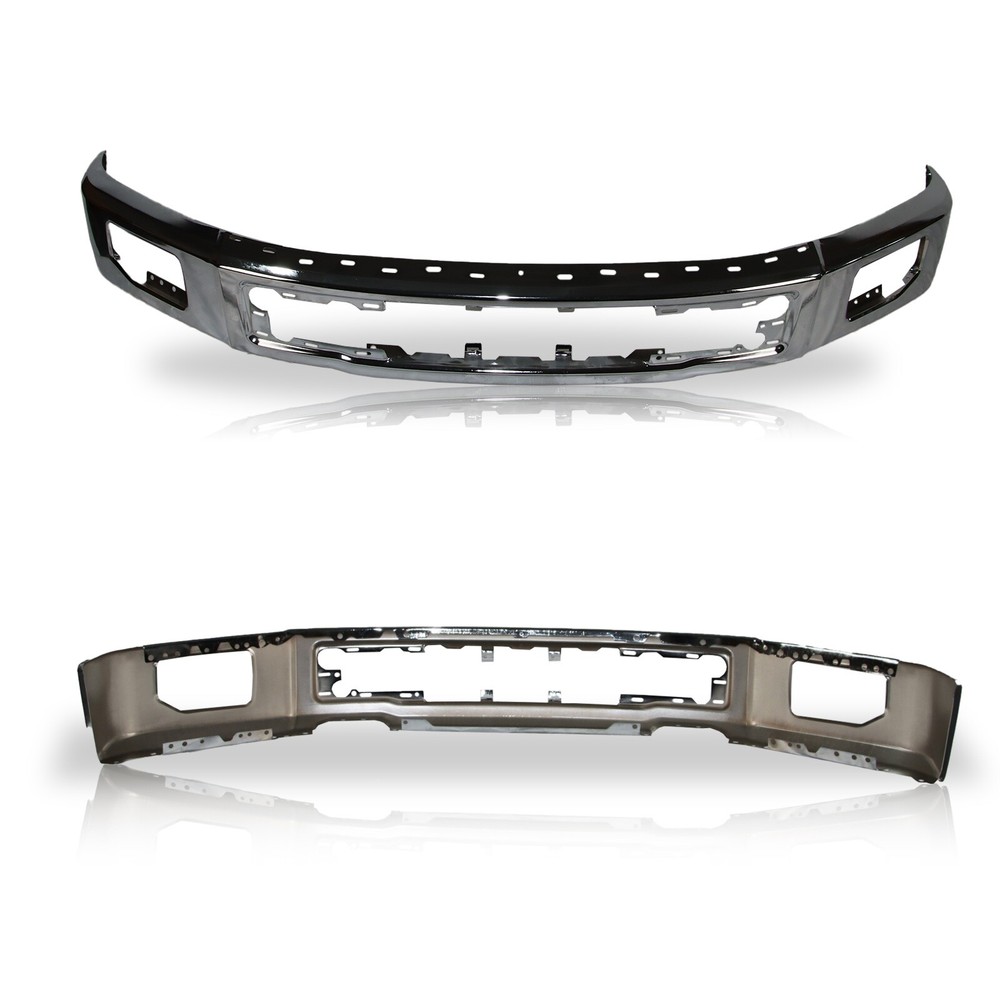 Chrome Steel Bumper Face Bar for 2015-2017 Ford F150 Truck W/ Fog Light Holes