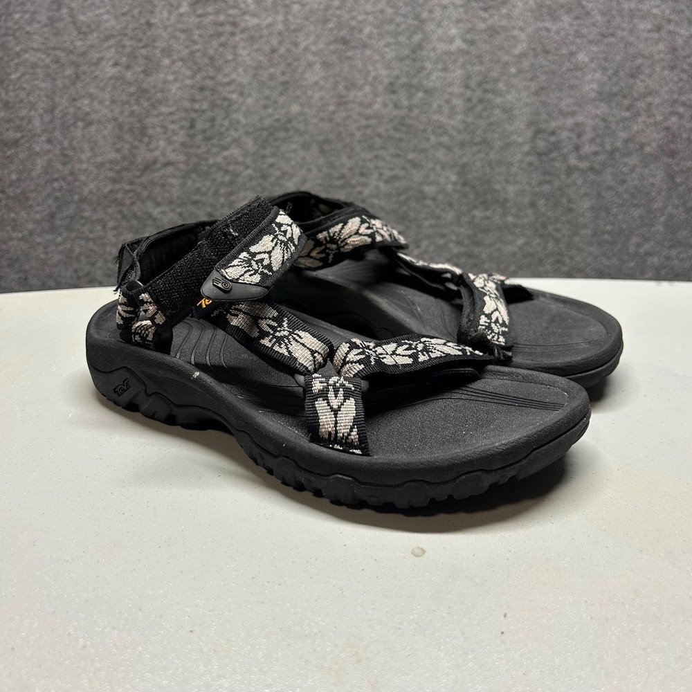 Teva Womens Black Floral Adjustable Hiking Sandals Size 6