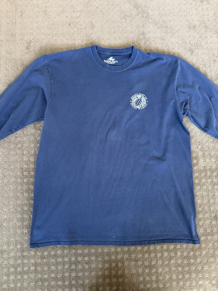 Koloa Surf Company Blue Hawaii Surf Logo Graphic Men's Crew Neck Long Sleeve L