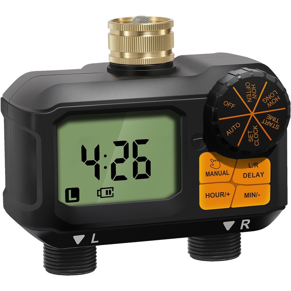 Smart 2-Zone Garden Hose Timer with Rain Delay & Manual Control