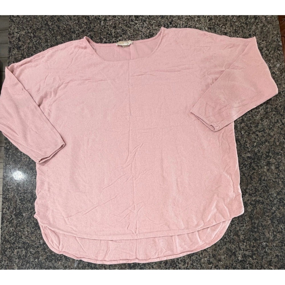Michael Michael Kors Pink Knit Top 3X Plus Size Oversized High Low Scoop Neck