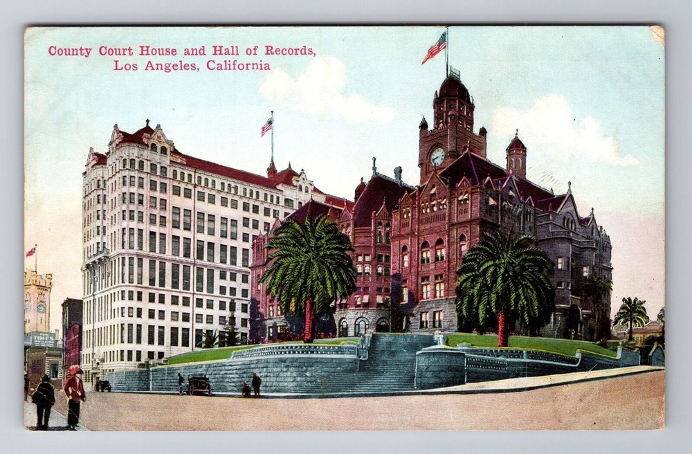 Los Angeles CA-California, County Court House, Hall of Records, Vintage Postcard