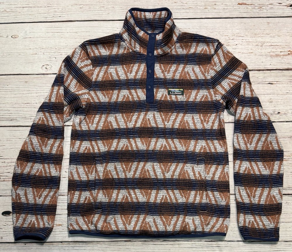 LL Bean Sweater Men’s S Snap Fleece Pullover Print Southwest Aztec Slightly Fit