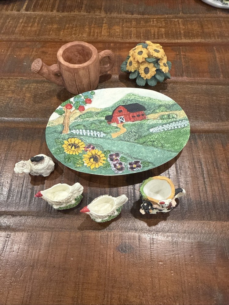ADORABLE Vintage Miniature  Barn Inspired 8 Peace Tea Set