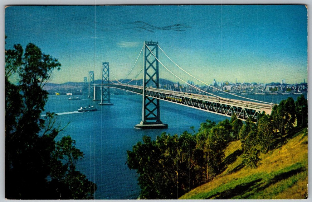 Vtg Postcard Oakland Bay Bridge San Francisco, CA 1960s