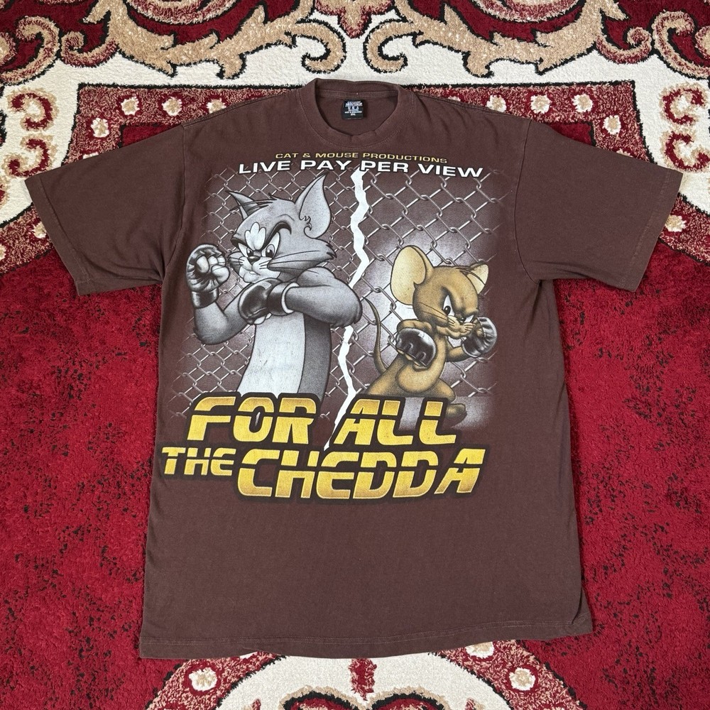 Vintage 90s-Y2K Tom and Jerry For All The Chedda Boxing MMA T Shirt Fits Size L