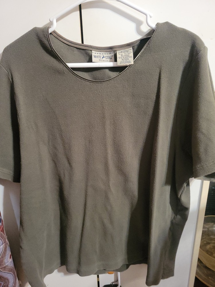 Women's Green Stretch White Stag 22/24 Blouse - Soft & Comfortable Fit