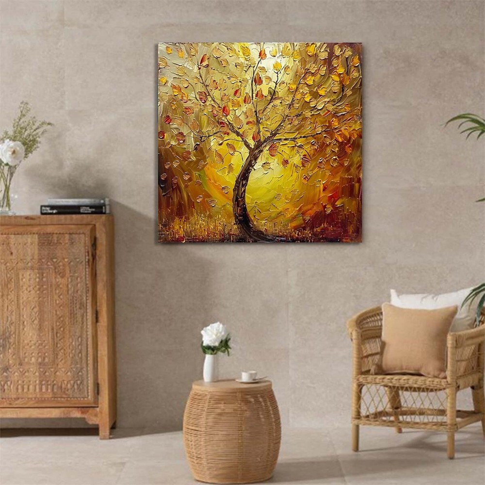 Textured Hand-Painted Oil Paintings on canvas Wall Art Abstract Lucky Tree #010