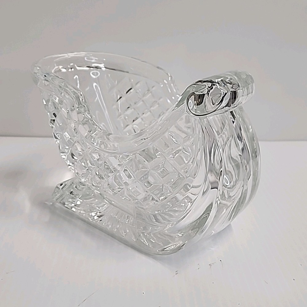 St. George 24% Lead Crystal Christmas Sleigh Holiday Santa Candy Dish Heavy