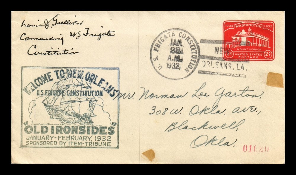 Dr Jim Stamps Us Cover Frigate Constitution New Orleans Louisiana Naval Cancel