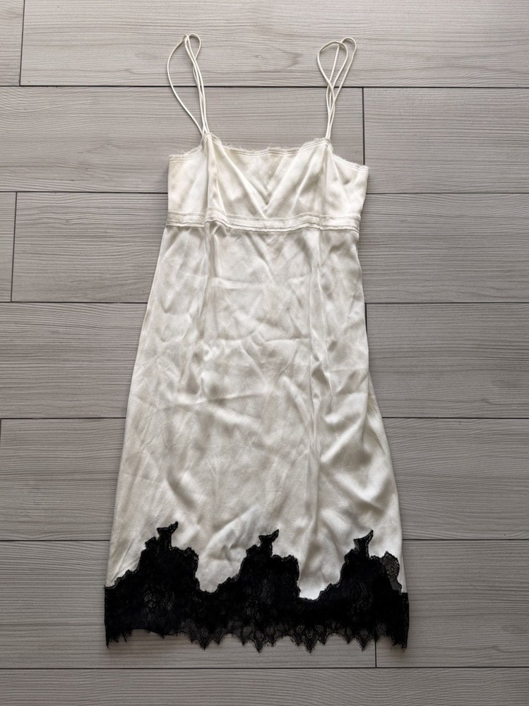 Zara Woman Studio White Dress Black Lace Size S Small