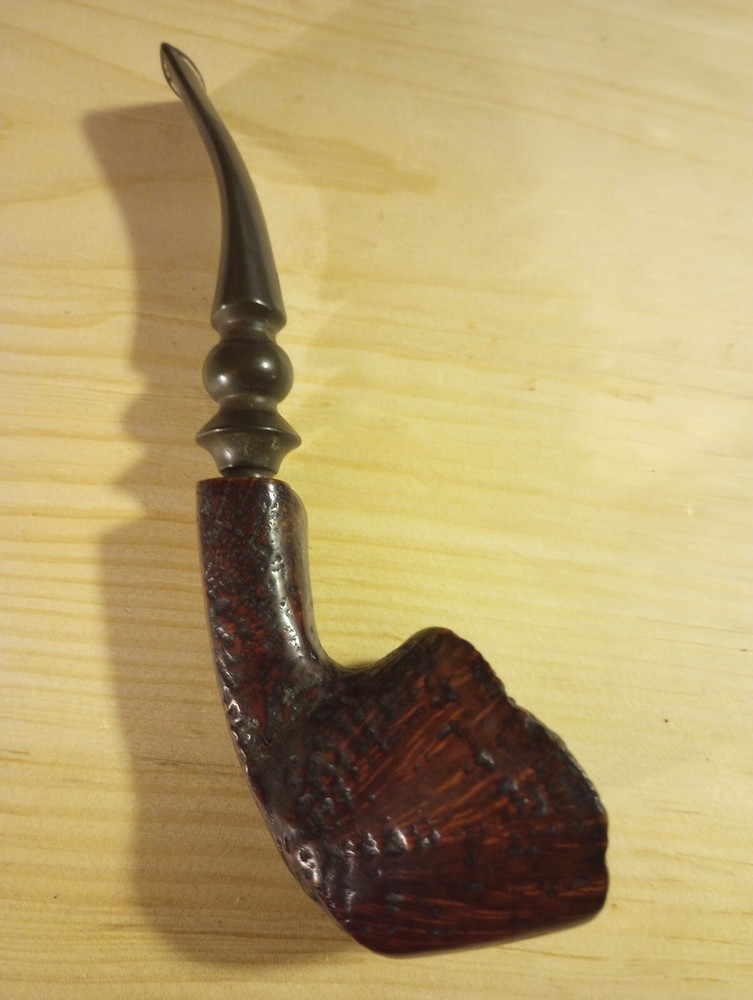 Erik Nording Denmark Bent Scalloped Rustic Briar #4 Vintage Tobacco Pipe