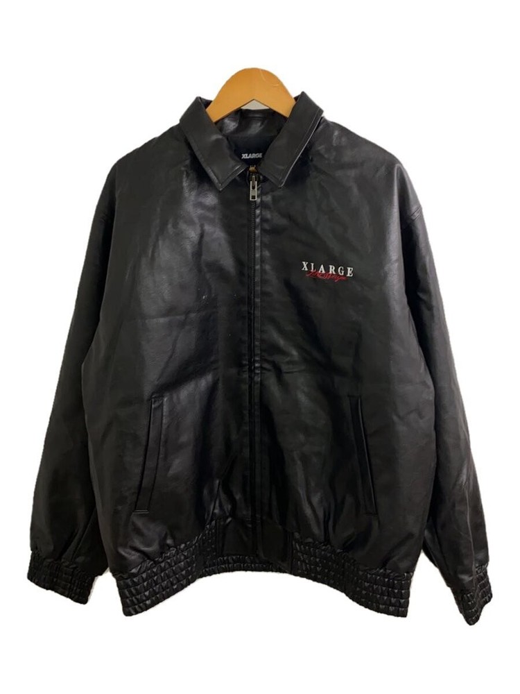 Men's XL Black Polyester Plain Leather Blouson Jacket 101251021013 171