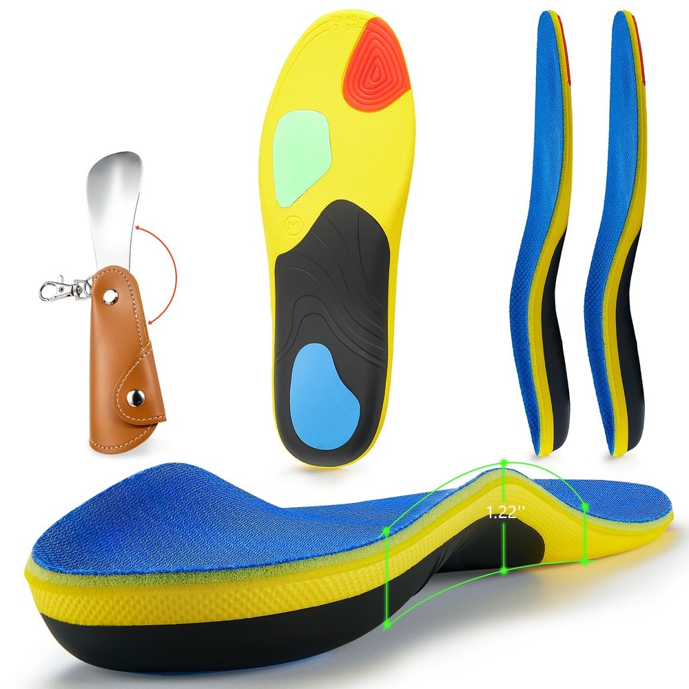 Men's High Arch Support Insoles for Plantar Fasciitis & Heavy Duty Sports