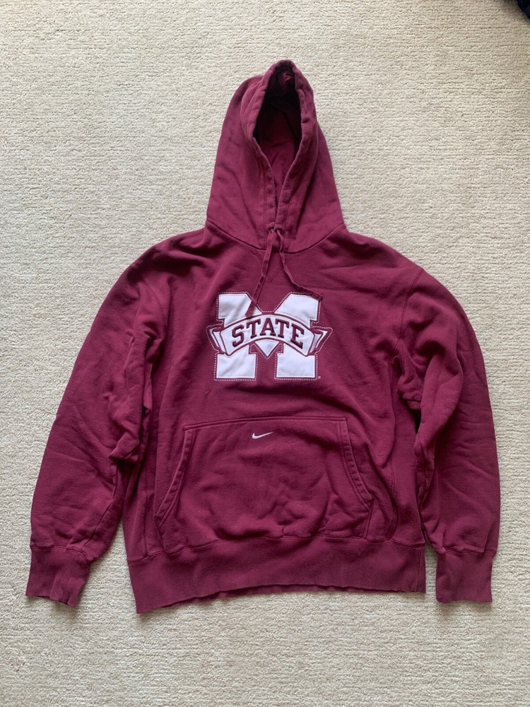 Vintage Nike Mississippi State Bulldogs Hoodie Sweatshirt XL Maroon