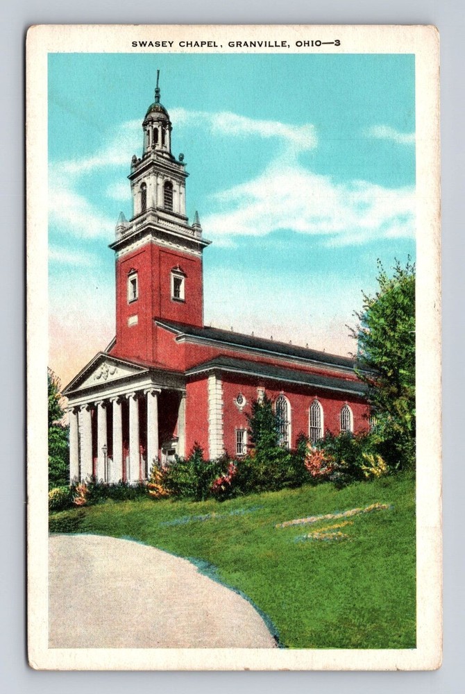 Granville OH-Ohio, Swasey Chapel, Religion, Antique, Vintage Souvenir Postcard