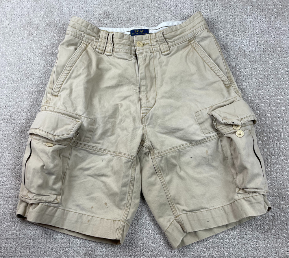 Polo Ralph Lauren Cargo Shorts Mens Size 29 Beige Cotton Utility Fatigues Hiking