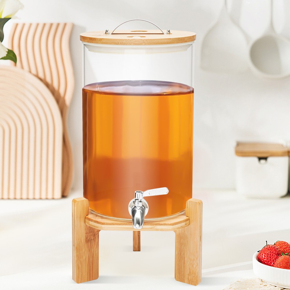 2 Gallons Glass Drink Beverage Dispenser with Spigot, Lemonade Dispenser Jar.