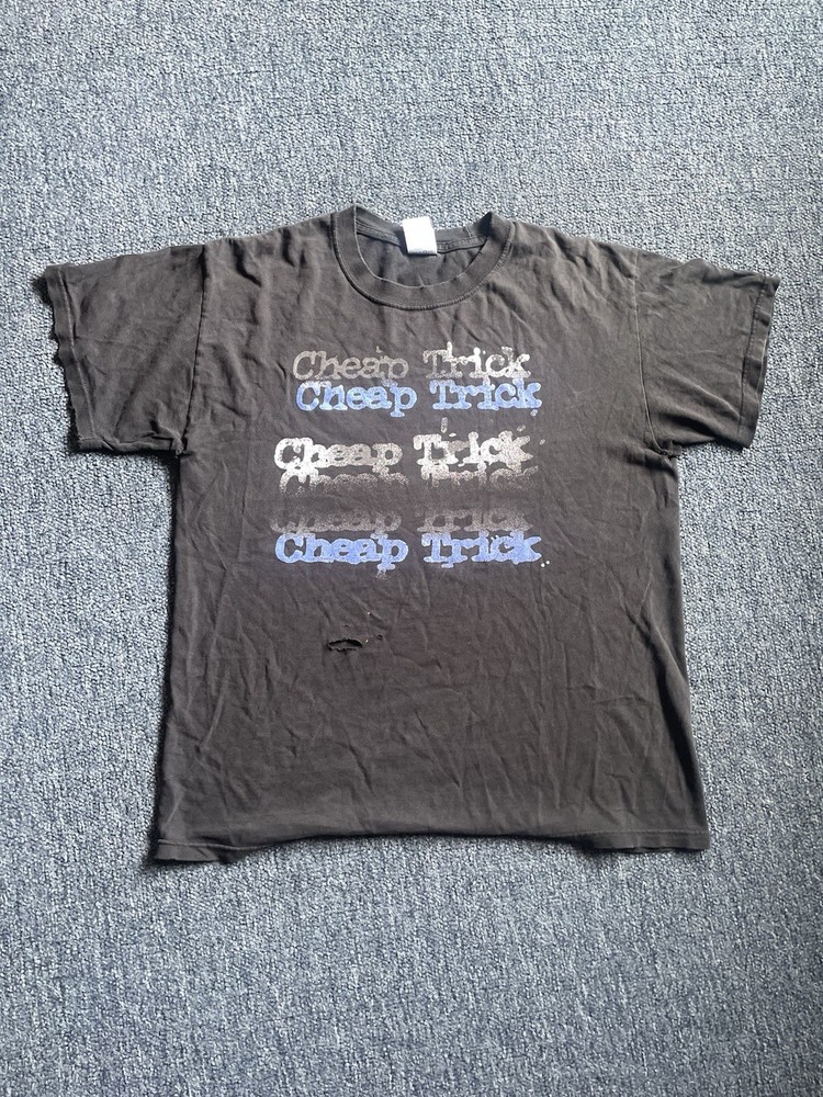 Vintage Cheap Trick Shirt Mens M Black Y2K Band Tee 2000s Band Tee Distressed