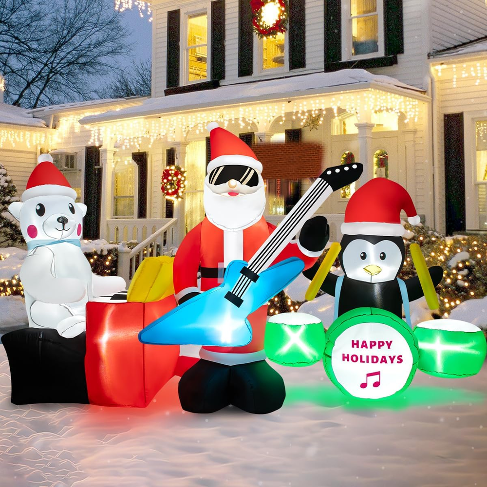 8.5 FT Long Christmas Inflatable Outdoor Decoration, Santa Penguin Polar Bear Ch