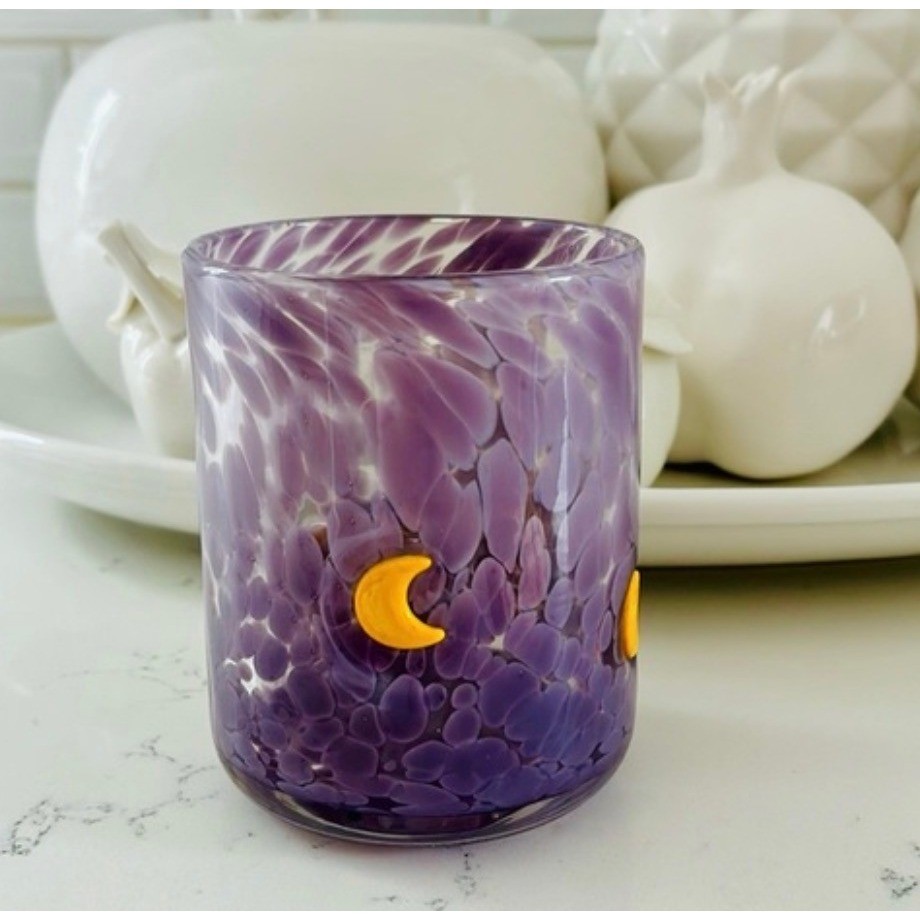Anthropologie Icon Juice Mystic Moon Purple Hand Blown Glass Celestial NEW