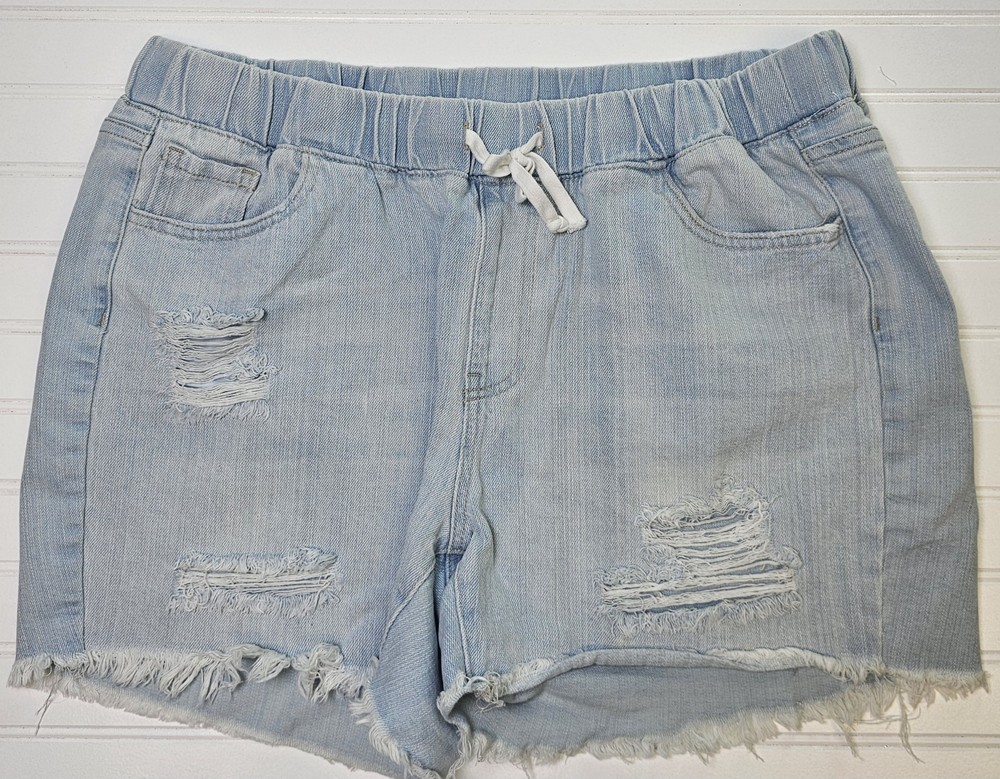 YMI Dream Authentic Denim Shorts Sz 1X High Rise Stretch Cutoff Distressed