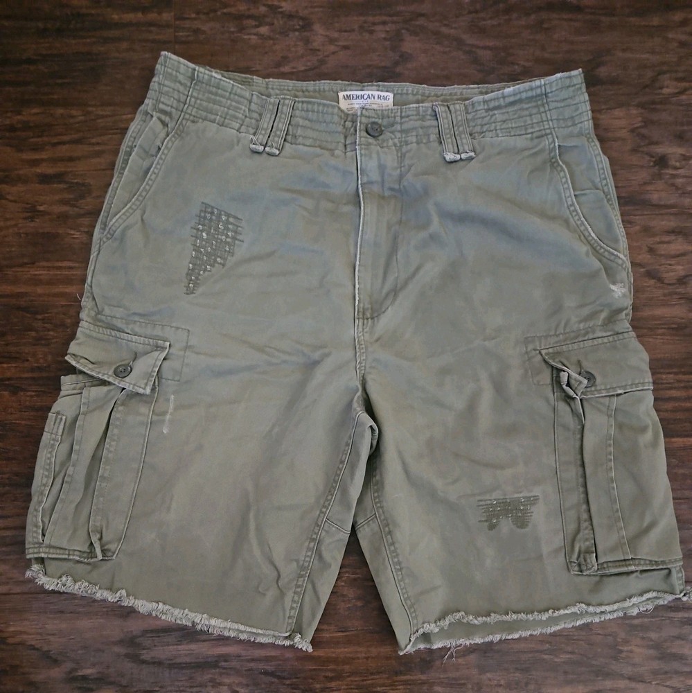 American Rag Cargo Shorts Mens Sz 40 Bermuda Gorpcore 100% Cotton Green-156