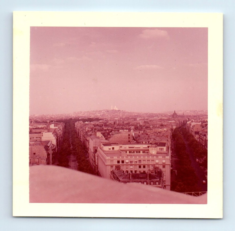 Old Vintage Square Color Photo CITYSCAPE SKYLINE PARIS FRANCE EIFFEL TOWER