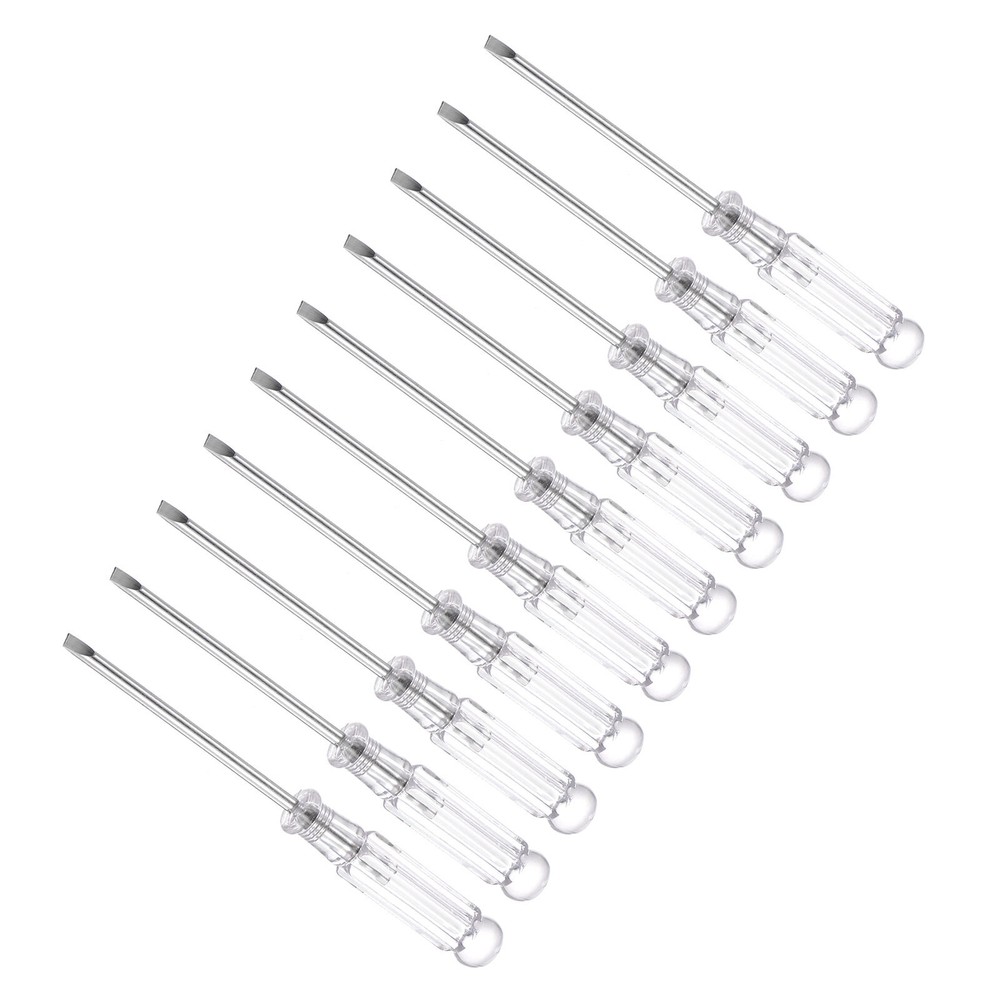 10pcsSmall Slotted Screwdriver 3.0mm 92mm Flat Screwdriver w/ Anti-slip Handle