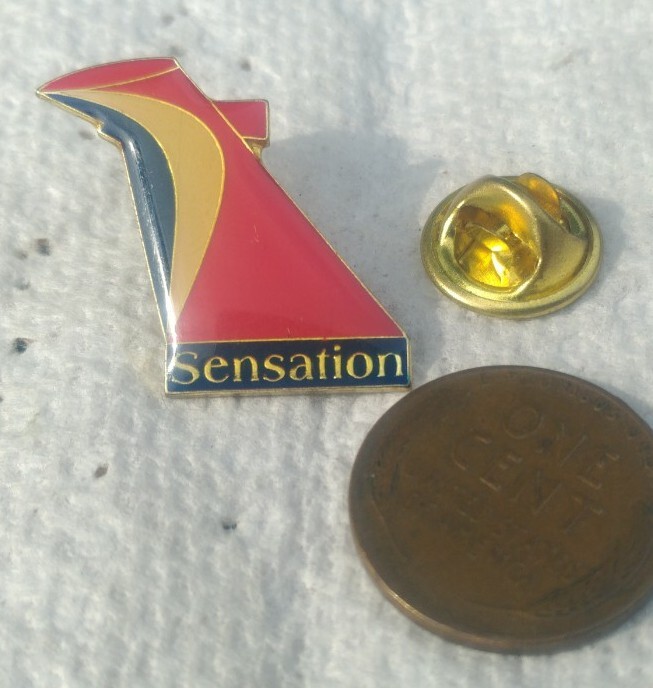 Carnival Cruise Line Ship SENSATION Enameled VIP Souvenir Smokestack Lapel Pin