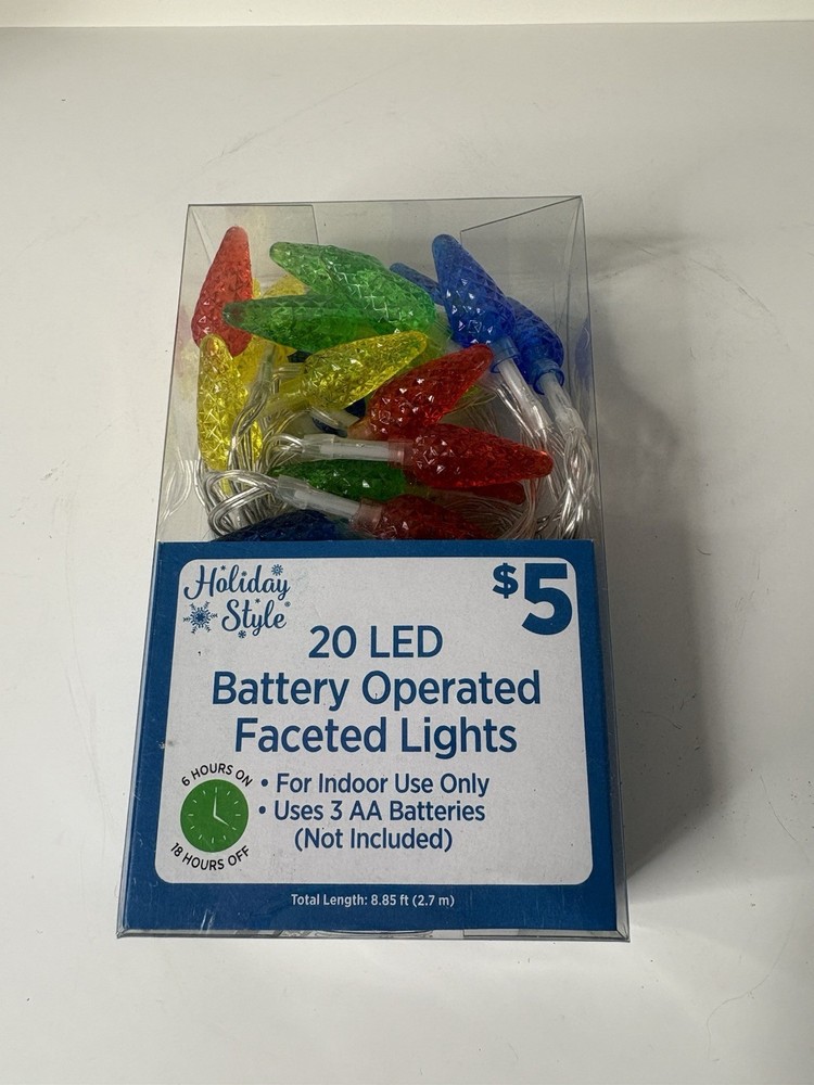 20 LED Battery Operated Lights Multicolor Holiday Style Brand New Sealed