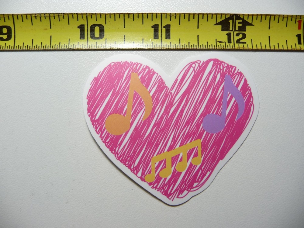 Scribbled Heart Music Notes Decal Sticker for Musician Fans & Band Lovers