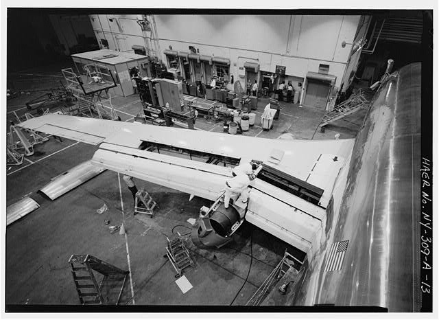 Photo:Aircraft Wing Maintenance Hangar 1930s Technicians on Plane